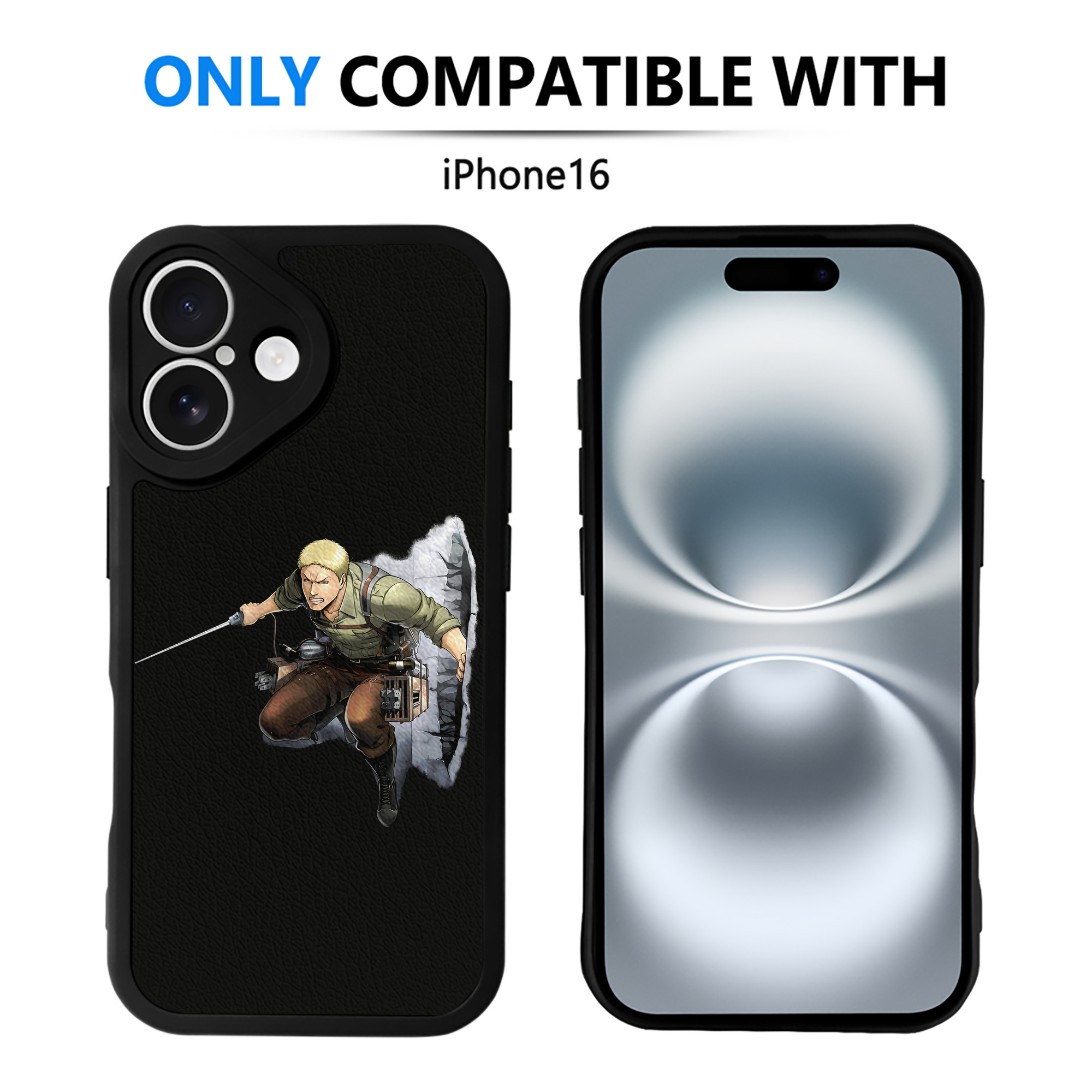 （画像用） 進撃の巨人 ライナー・ブラウン Attack on Titan Reiner Braun 【iPhone 16シリーズ対応】シリコンスマホケース（レザー調） 材質：シリコン